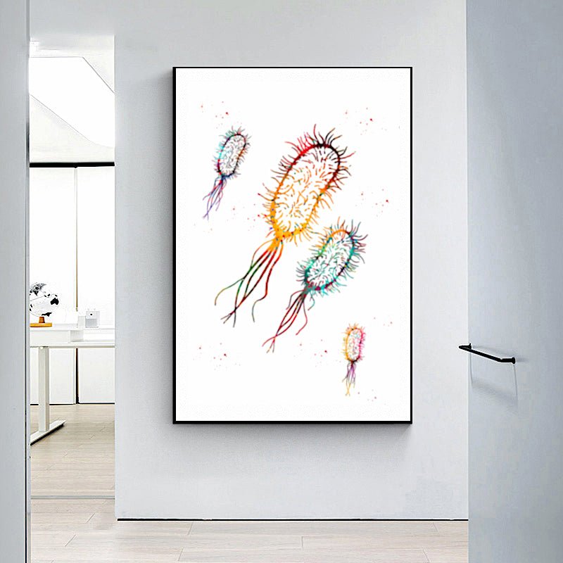 Vibrant Bacteria 100% Cotton Canvas Wall Art Print featuring colorful and striking designs inspired by microbial life.