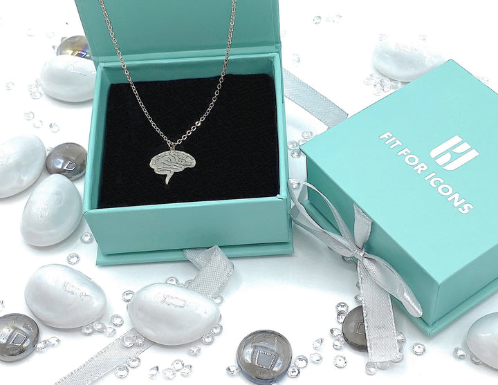 Silver Brain Stem Pendant Necklace - An elegant and intricate jewelry piece that showcases a love for neuroscience, perfect for enhancing any outfit with its stylish design