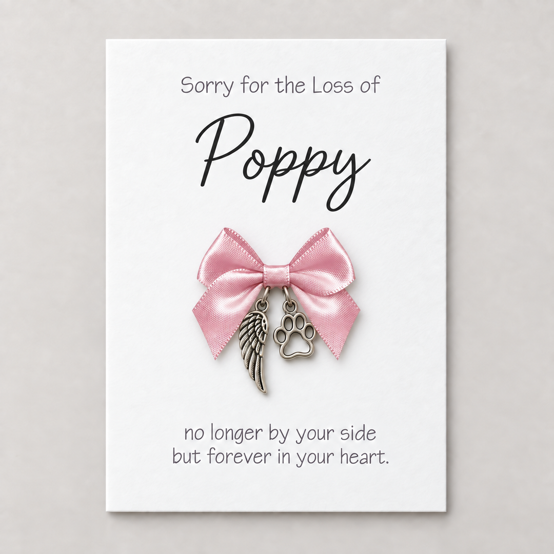 Personalised Pet Memorial & Sympathy Keepsake Card with Detachable Keepsake Charms – 5x7