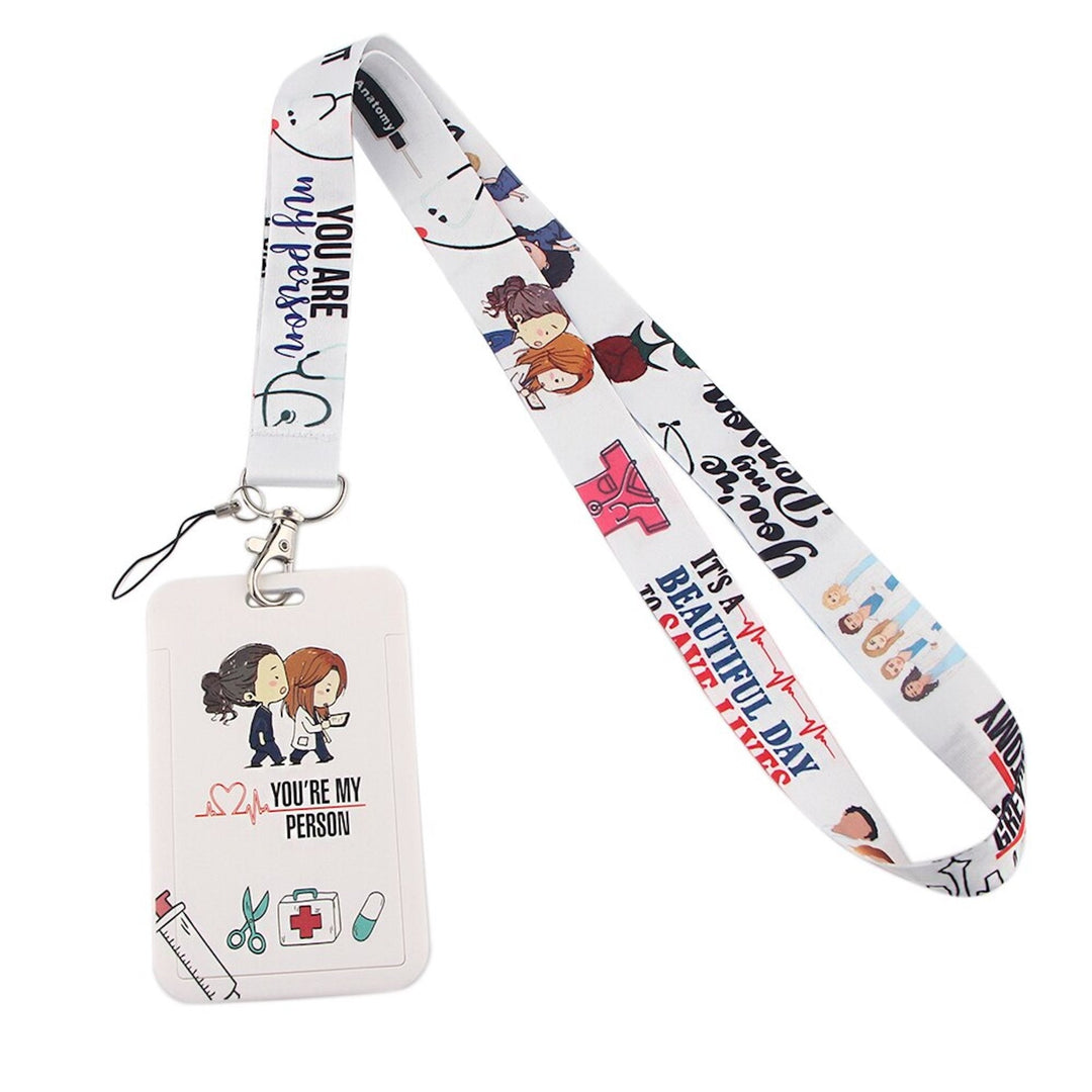 Grey's Anatomy 'My Person' lanyard and ID card holder set featuring a stylish design, perfect for healthcare professionals and fans who want to display their badge with pride.