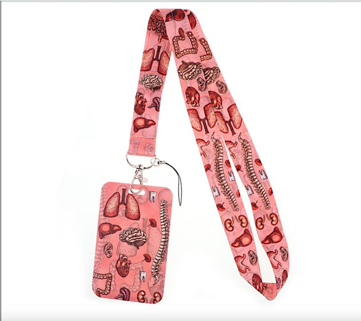 Human Major Organs Vintage Design Lanyard & ID Card Holder, featuring a unique and educational illustration of human organs in a classic vintage style. Perfect for medical professionals, students, or anyone who appreciates anatomical art, this lanyard adds a touch of style and personality to your ID.