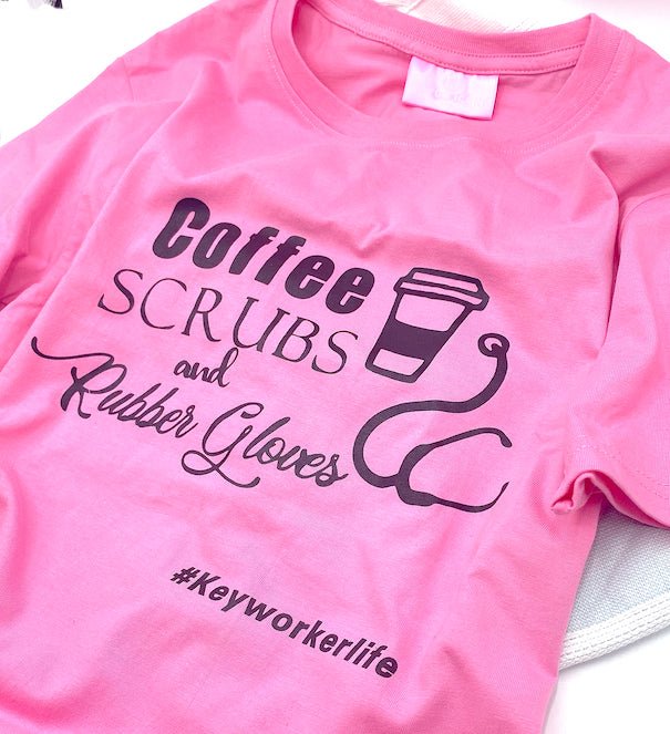 100% Cotton unisex T-shirt - Coffee, Scrubs & Rubber Gloves