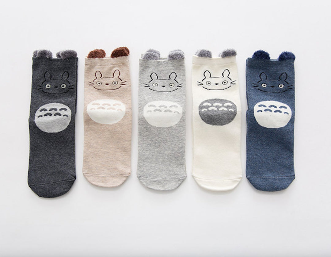 Cute rabbit face design socks with ears in multi colours