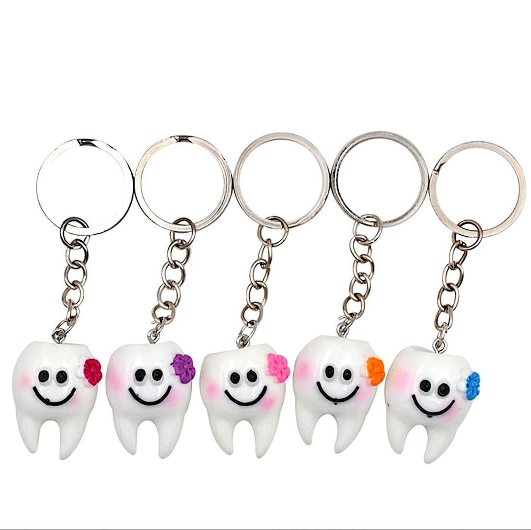 Flower tooth dentistry keyring, a charming accessory for dental professionals and enthusiasts, combining floral design with dental themes.