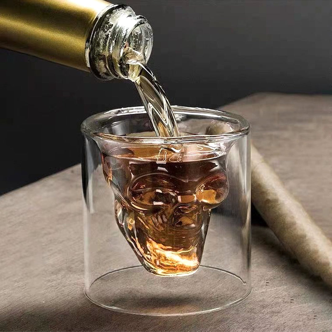 Skull Shaped Shot Glasses Set of 4 - Eye-catching shot glasses that add a playful twist to your gatherings, perfect for parties, Halloween celebrations, and themed events.