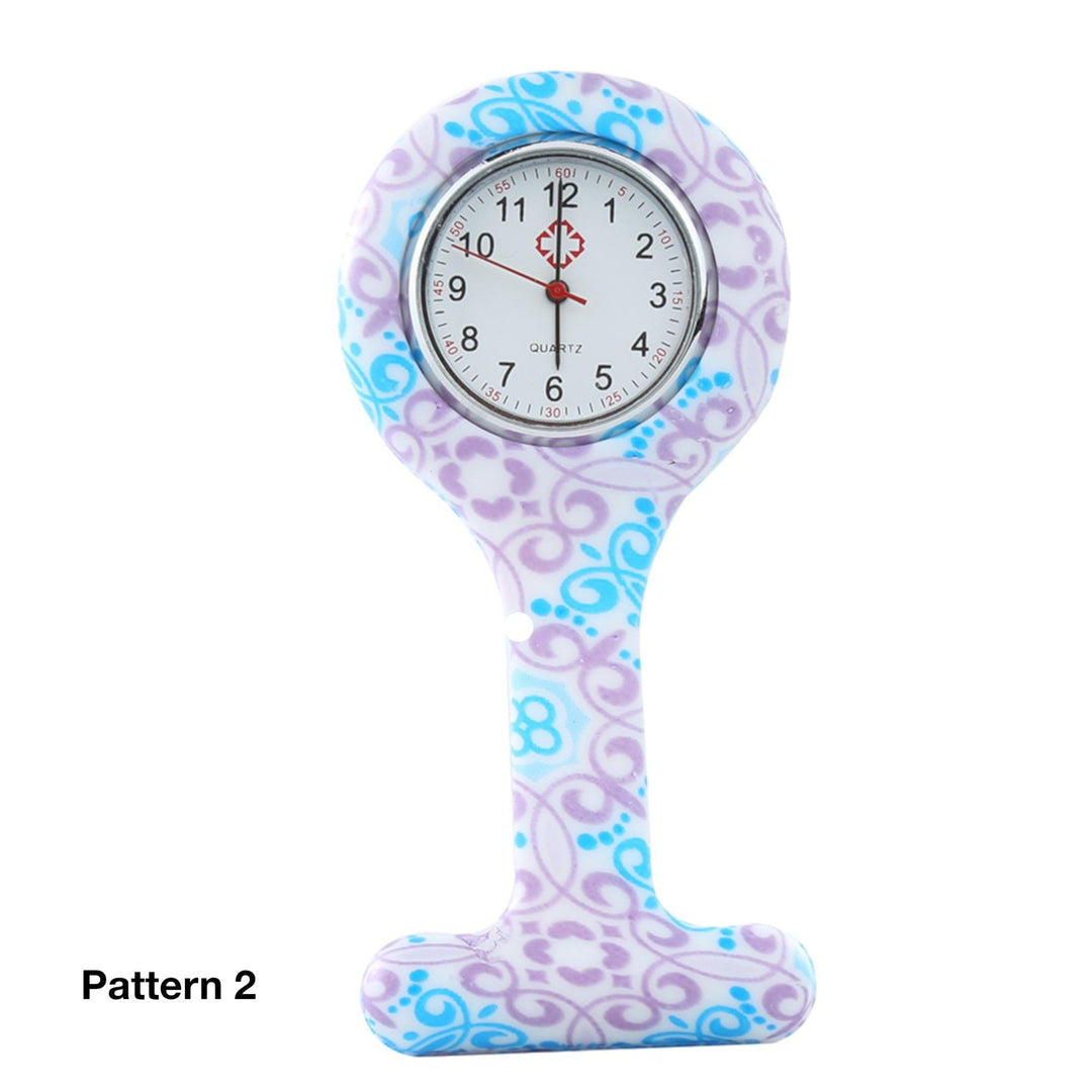 Lilac blue patterned fob watch, stylish and functional for healthcare professionals and everyday use