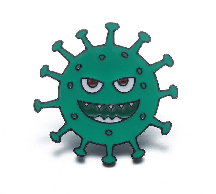 Green Virus Design Lapel Pin Brooch, a stylish accessory for healthcare professionals and enthusiasts.