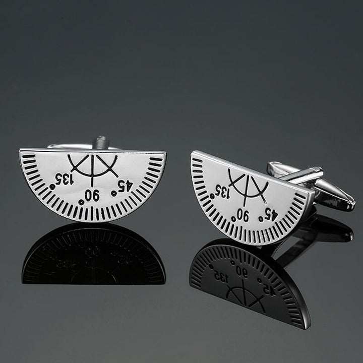 Protractor Education Cufflinks in Silver, perfect for educators and professionals in the Education field