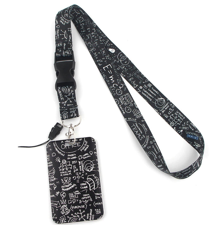 Teacher Maths Science Education Lanyard & ID Card Holder - A practical accessory for educators, featuring vibrant designs that showcase subjects like math and science, perfect for displaying ID badges in schools.