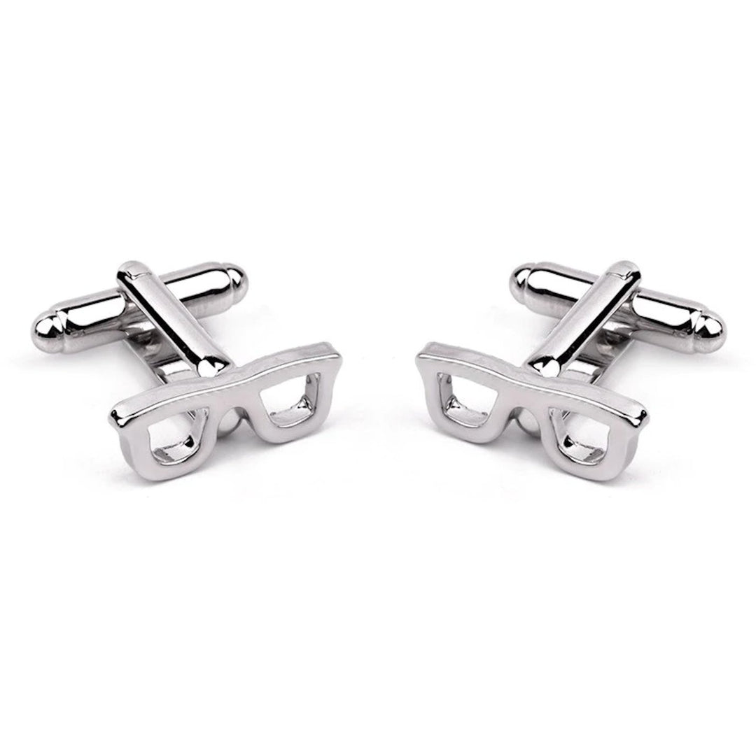 Silver spectacle ophthalmology cufflinks, a stylish accessory for ophthalmologists and eye care professionals.