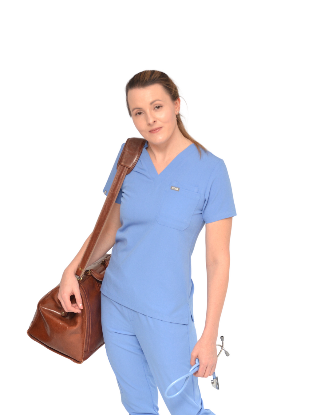 Chanelle Scrub Top Celeste Blue