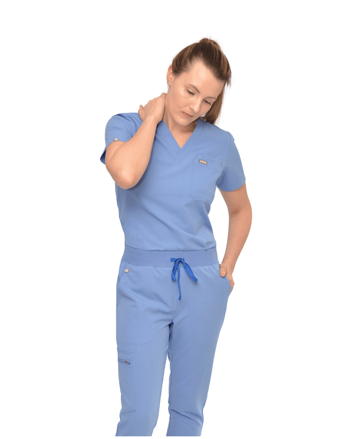 Chanelle Scrub Top Celeste Blue