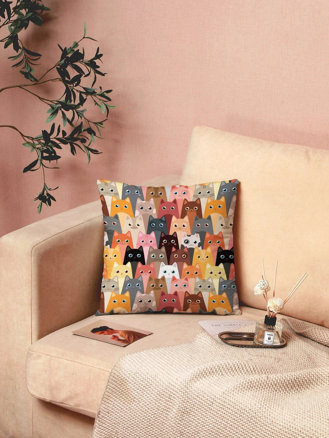 Multi Cats Cushion Cover