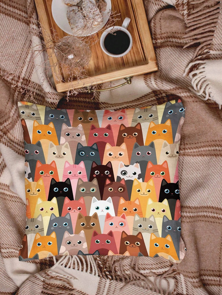 Multi Cats Cushion Cover