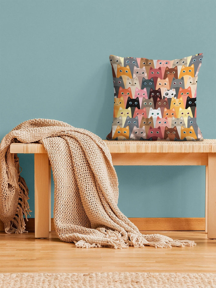 Multi Cats Cushion Cover