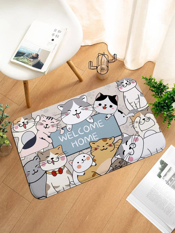 Welcome Home Cat Mat featuring playful cat-themed design and welcoming text.