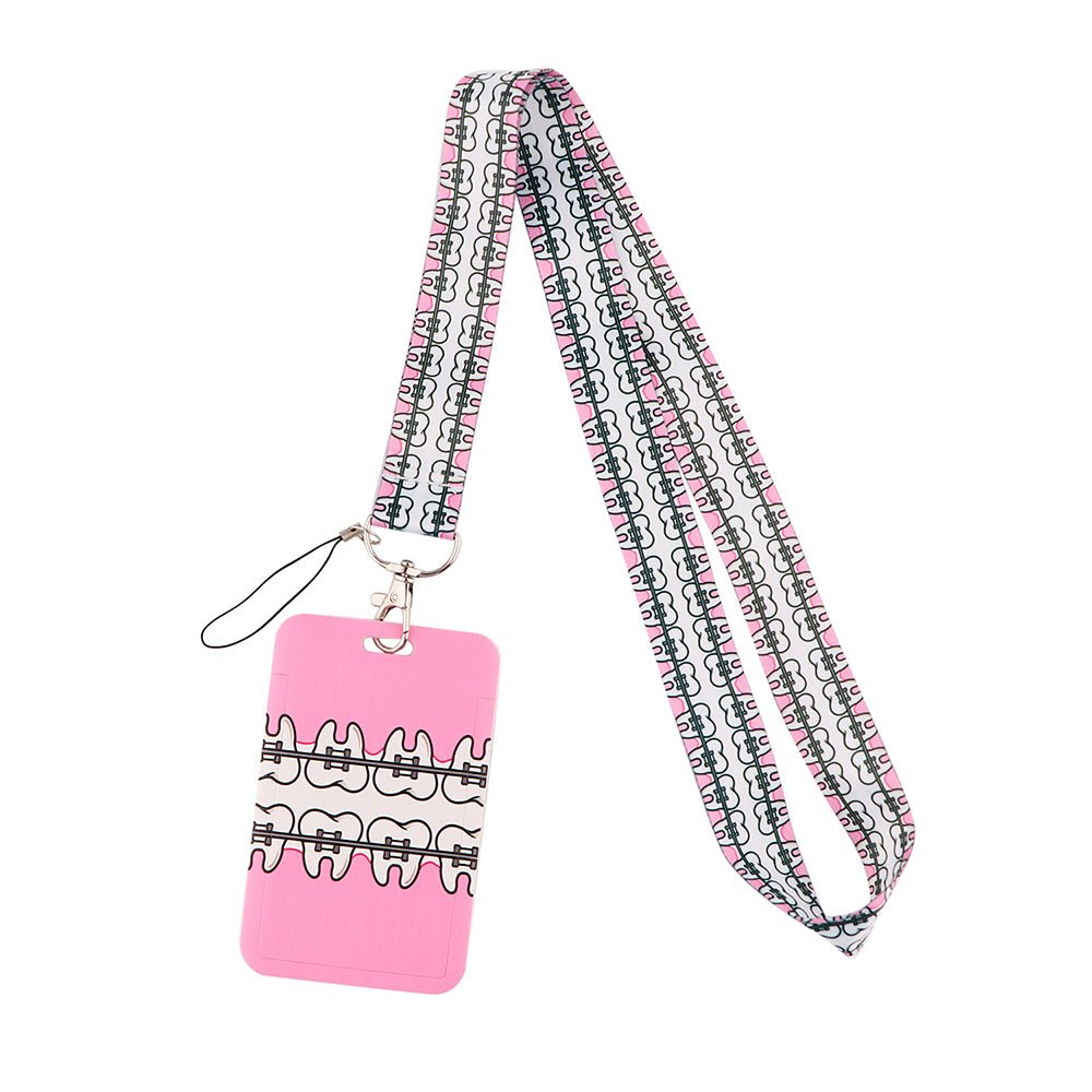 Teeth Braces Lanyard & ID Card Holder - a stylish and practical accessory for dental professionals, orthodontists, and dental assistants, perfect for keeping ID cards secure while showcasing a fun dental theme.