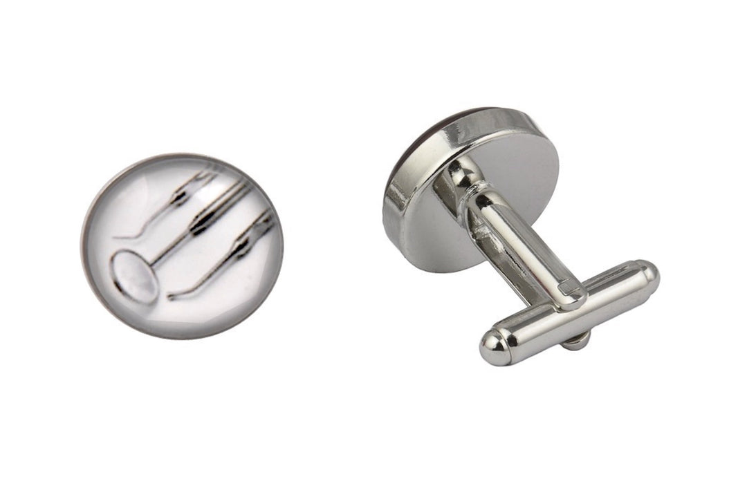 Dentist tools Cabochon Cufflinks - Silver