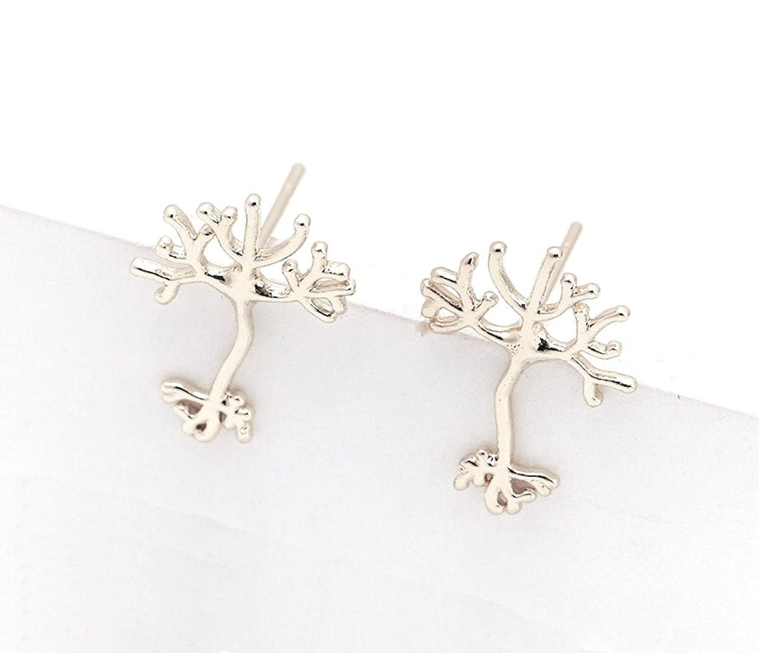 Neuron Stud Earrings Silver