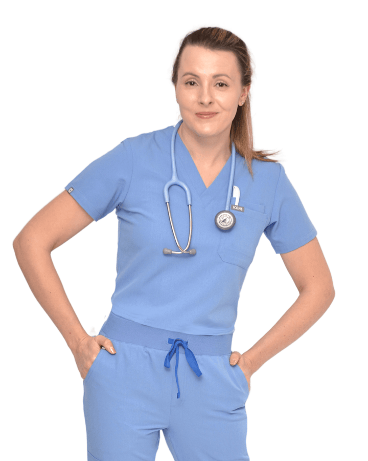 Chanelle Scrub Top Celeste Blue