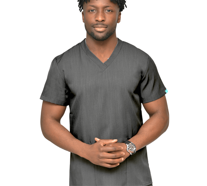 Reuben 4 Pocket Scrub Top Charcoal Grey