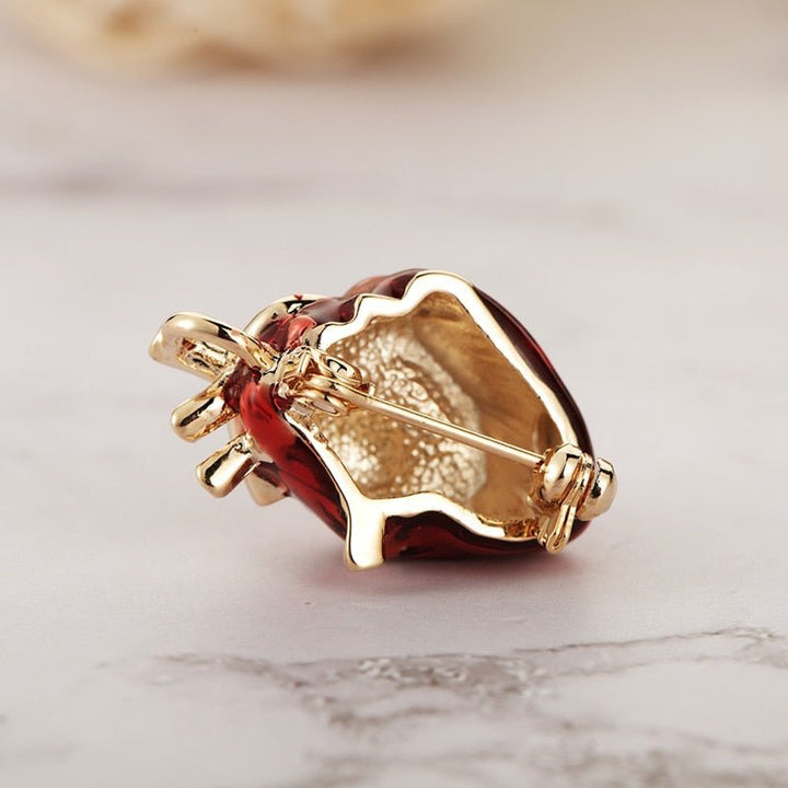 Anatomical Heart Lapel Pin Brooch - Red & Gold