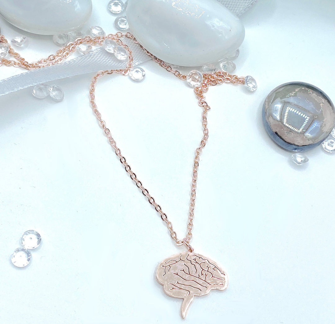 Brain Stem Pendant Necklace - Rose Gold