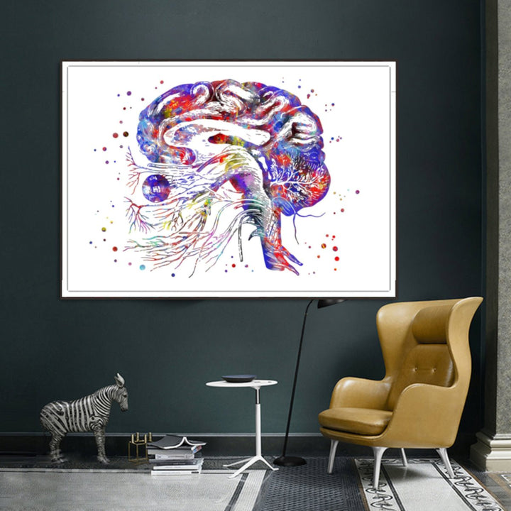 Brain - Cranial Nerves 100% Cotton Canvas Watercolour Print