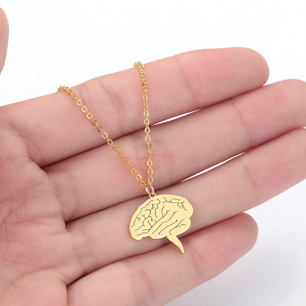 Brain Stem Pendant Necklace - Gold