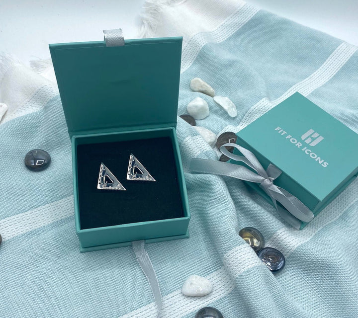 Education SET SQUARE Cufflinks Silver