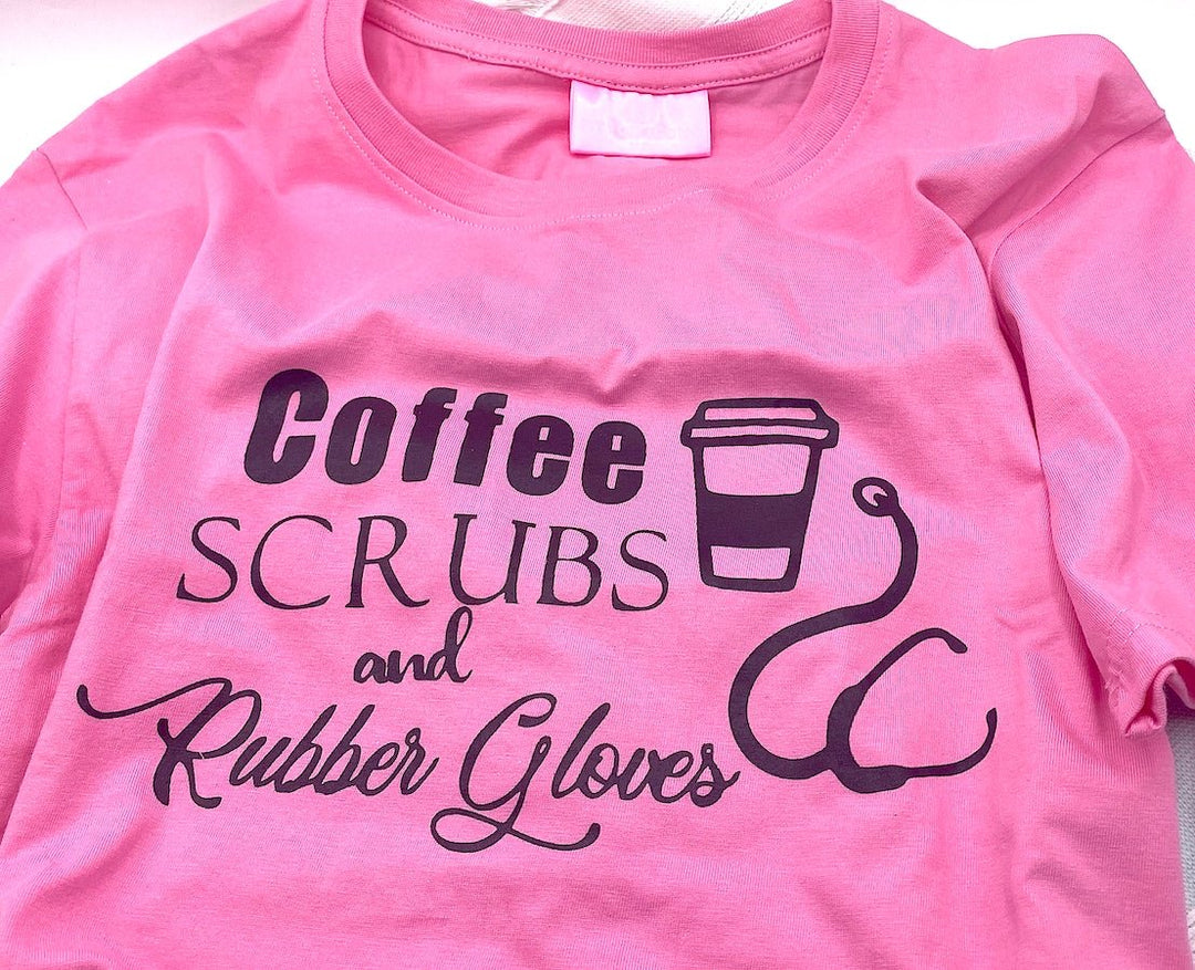 100% Cotton unisex T-shirt - Coffee, Scrubs & Rubber Gloves