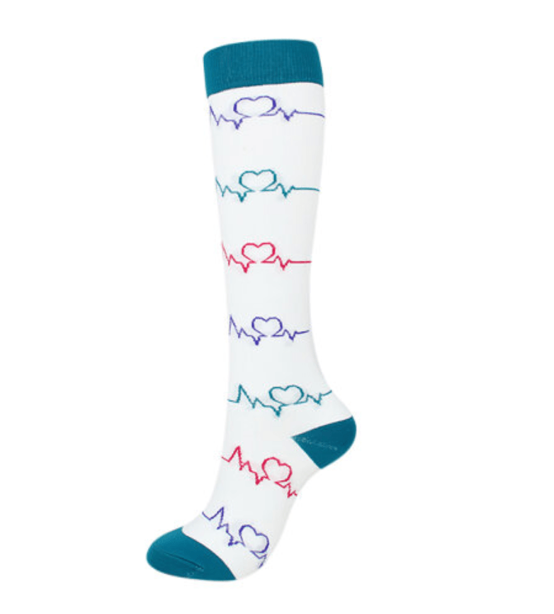 Lightweight Everyday Compression Socks Teal and White ECG