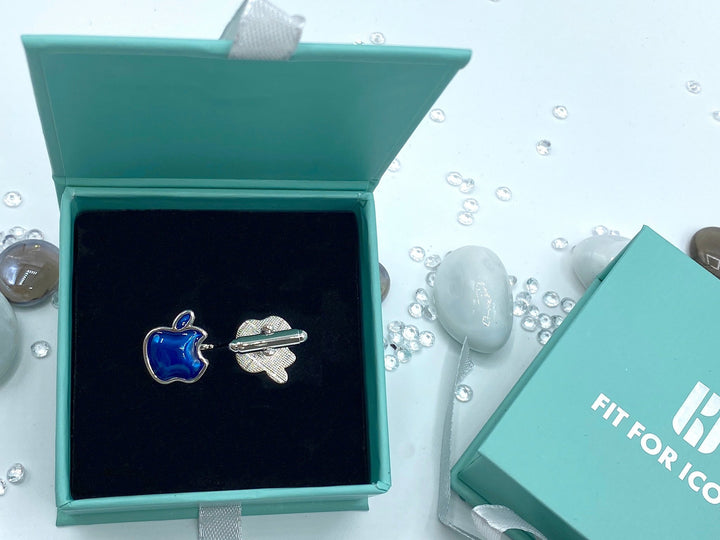 Bitten Apple Education Cufflinks - Blue Silver