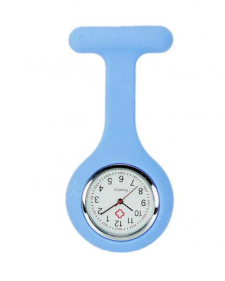 Quartz Movement Fob Watch in Light Blue, a stylish and practical accessory for healthcare professionals and educators.