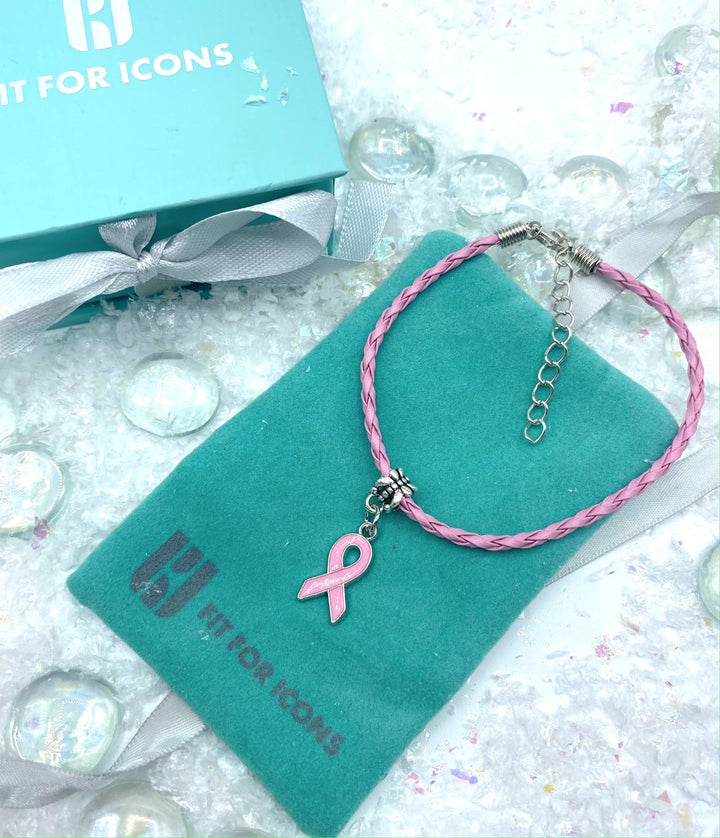 Pink Ribbon Breast Cancer Bracelet - Pink Silver