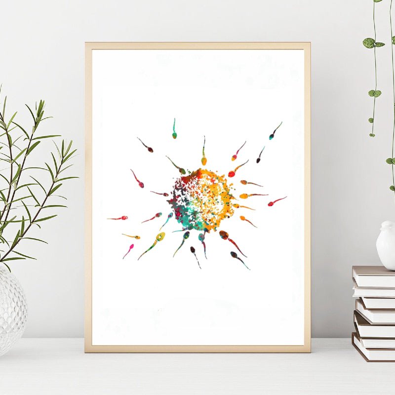 Conception Egg Fertilisation 100% Cotton Canvas Watercolour Print