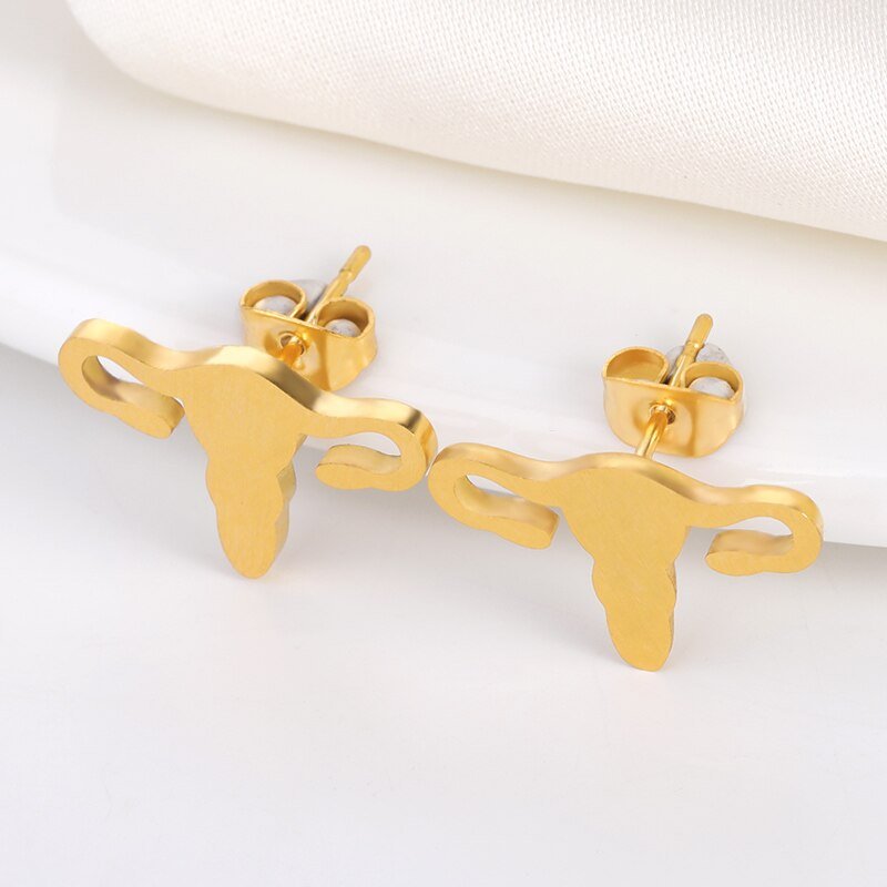 Uterus Stud Earrings Gold