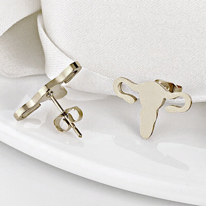 Uterus Stud Earrings Silver