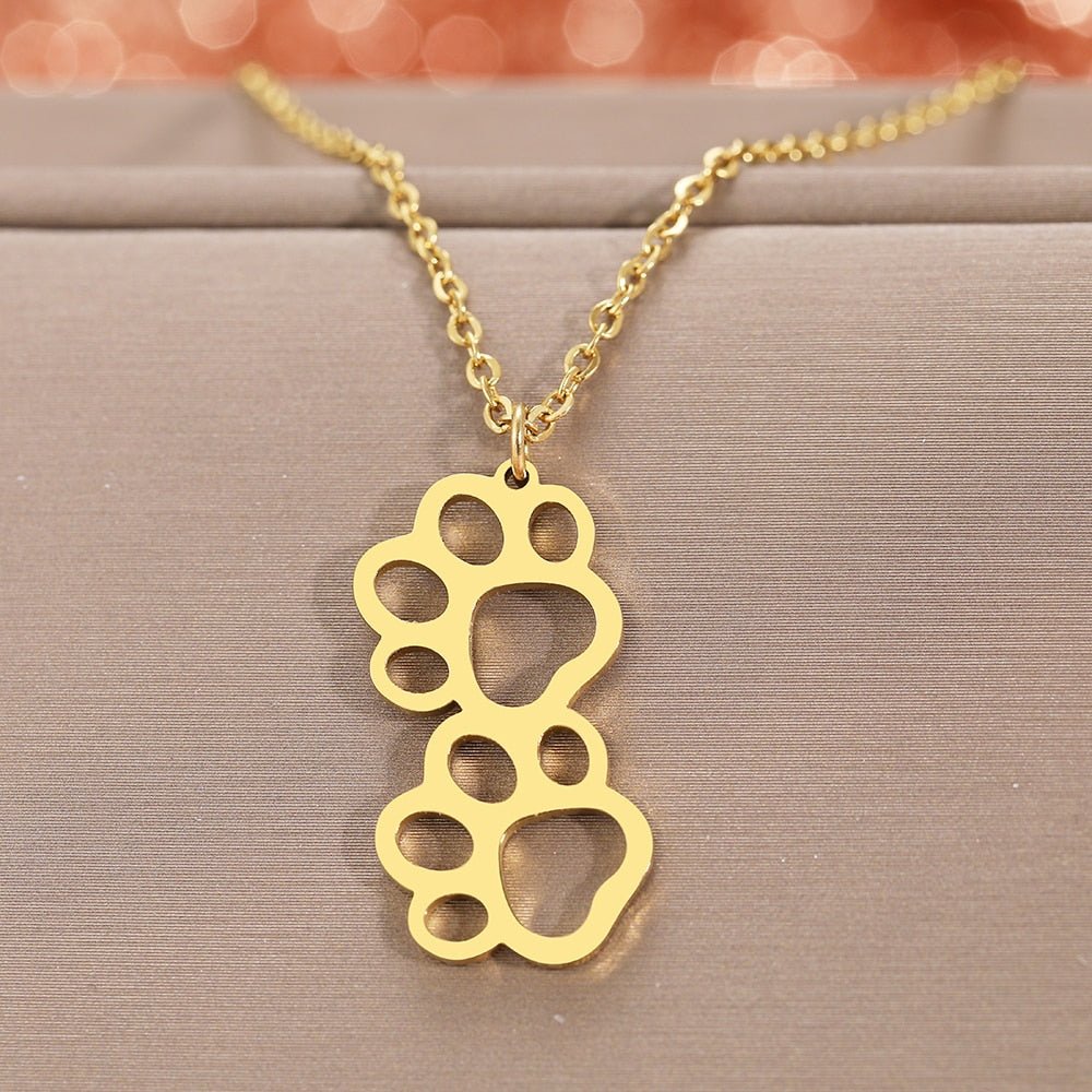 Double Paw Gold Necklace