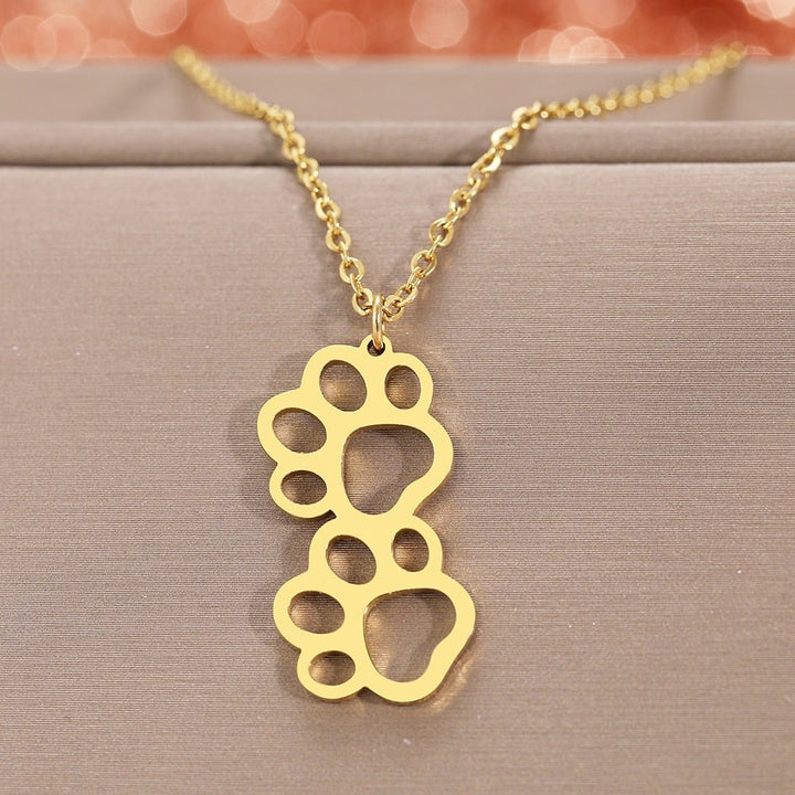 Double Paw Gold Necklace