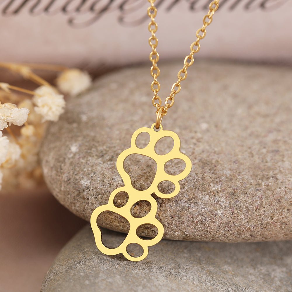 Double Paw Gold Necklace