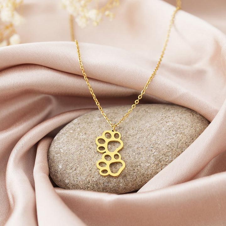 Double Paw Gold Necklace