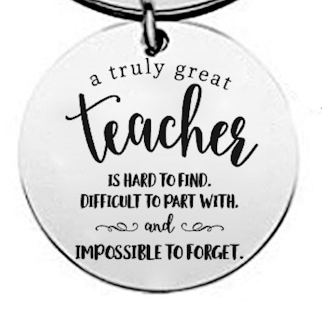 Truly Great Teacher Keyring Silver