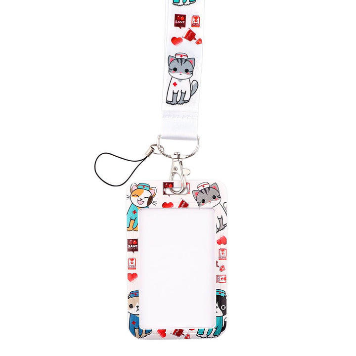 Cats in Scrubs Lanyard & ID Badge Card Holder - White