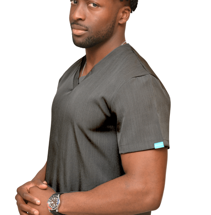 Reuben 4 Pocket Scrub Top Charcoal Grey