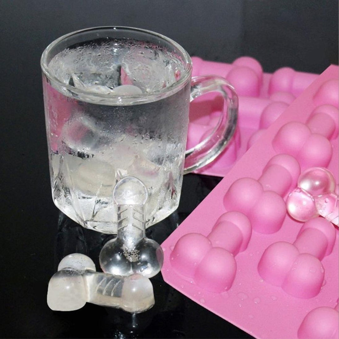 Fun and cheeky penis-shaped ice tray mould, perfect for creating unique ice cubes for parties and bachelor/bachelorette celebrations