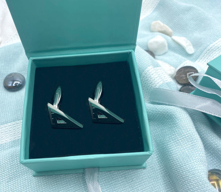 Education SET SQUARE Cufflinks Silver