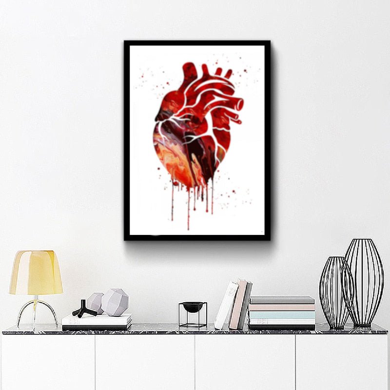 Anatomical Dripping Heart 100% Cotton Canvas Watercolour Print