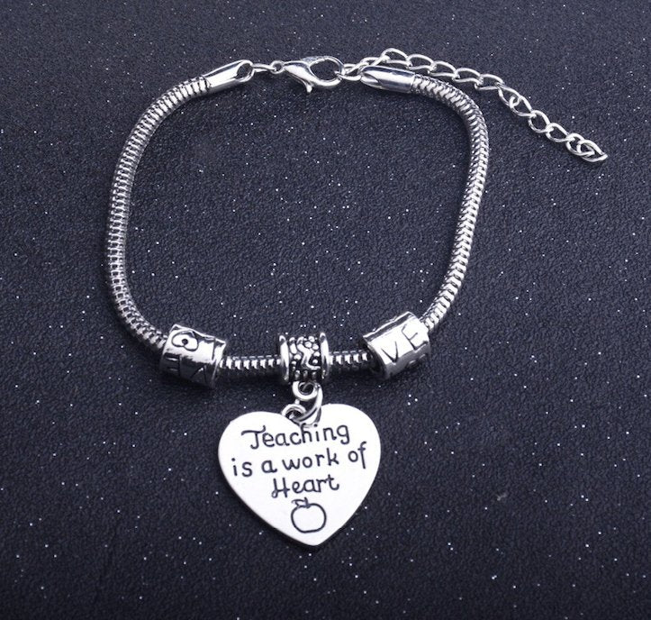 Teaching Is A Work Of Heart Bracelet