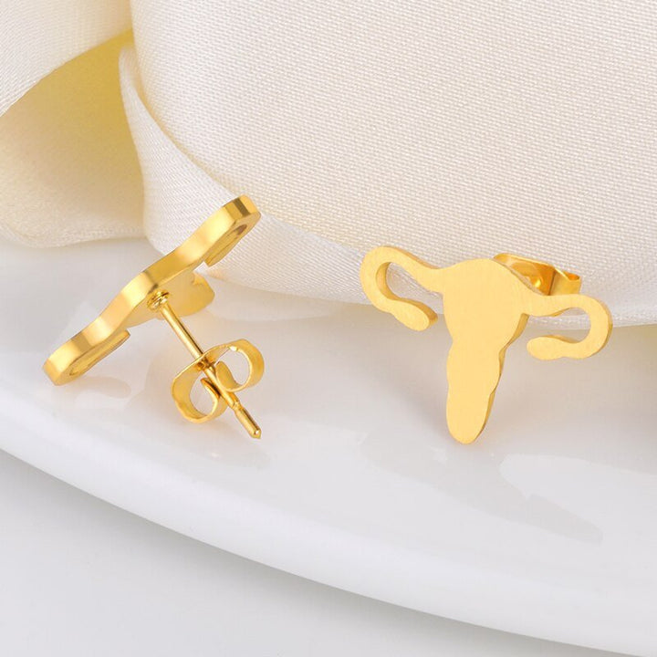 Uterus Stud Earrings Gold